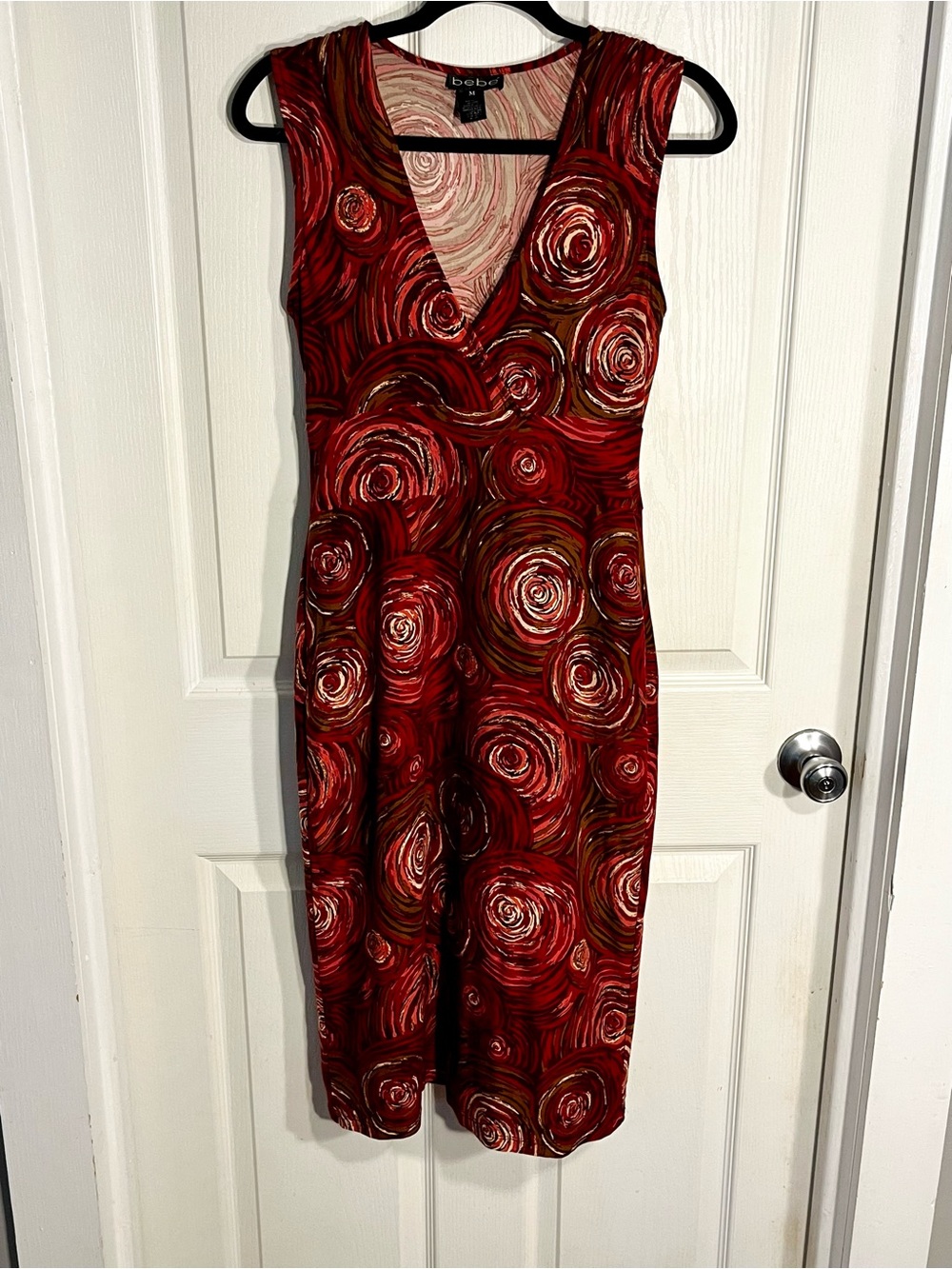 BEBE Women's Sleeveless Midi Bodycon Midi Dress Y2K Vintage Red, Medium - Picture 8 of 14